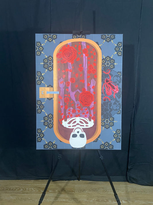 Rose Bain Pour Cherry Acrylic Painting