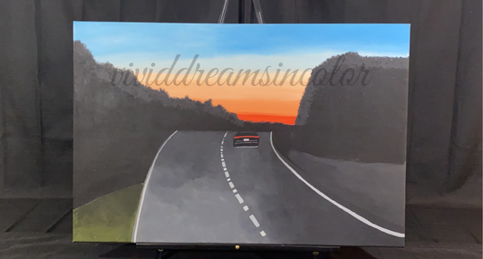 Sunset Drive Acrylic Painting