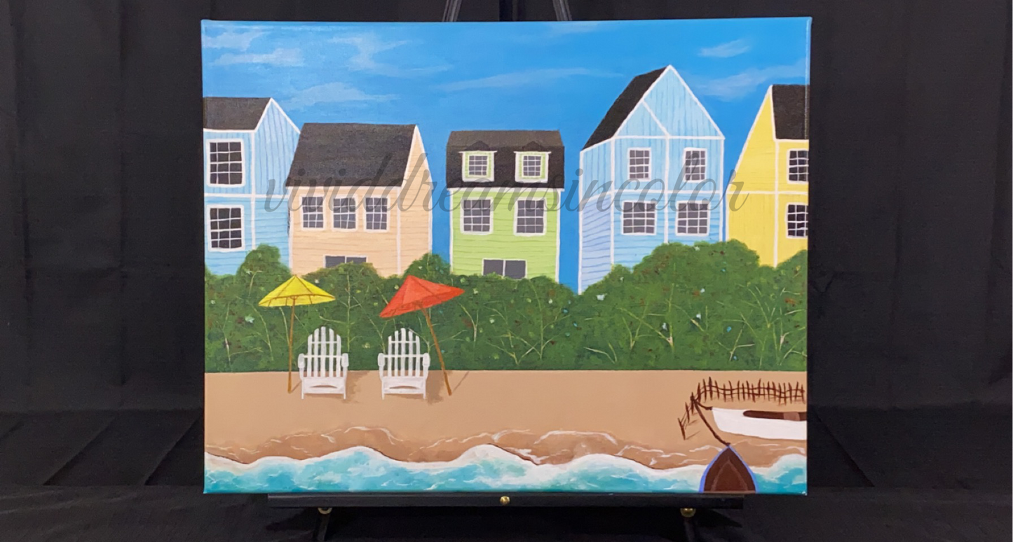 Casas de Ocean Boulevard Acrylic Painting