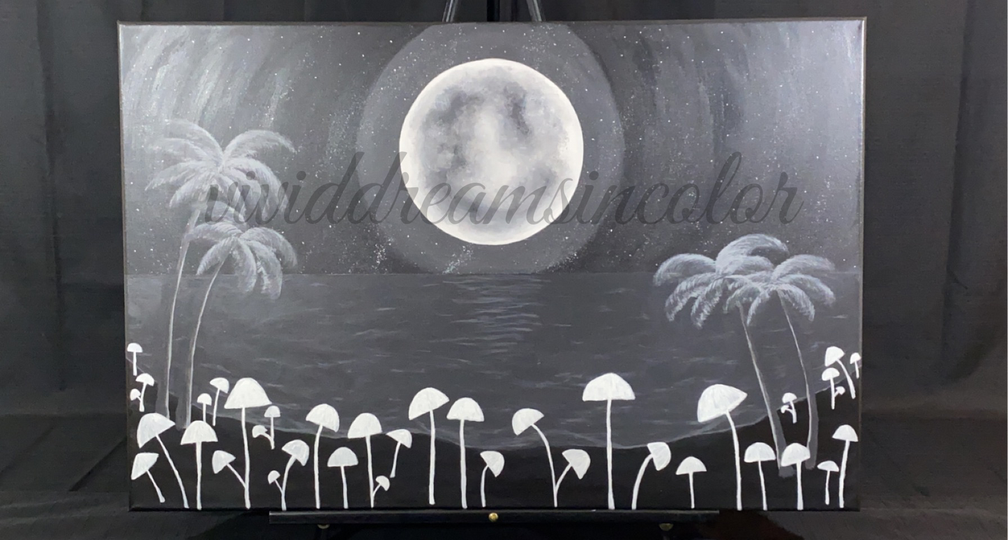 Mushroom Beach Acrylic Painting